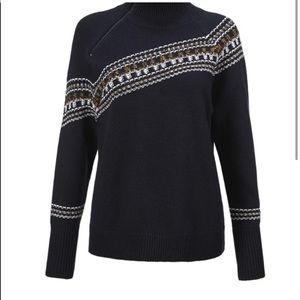 CABI Navy blue FairIsle sweater L Large NWOT FALL 21 #4231